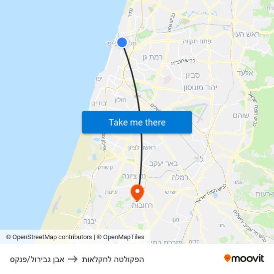 אבן גבירול/פנקס to הפקולטה לחקלאות map