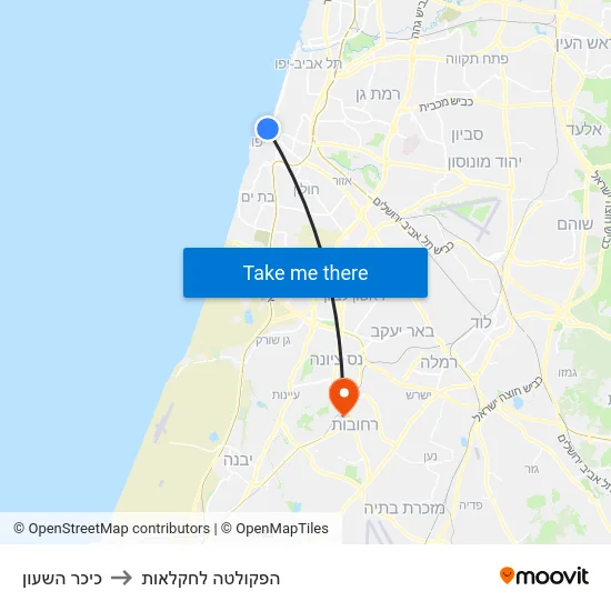 כיכר השעון to הפקולטה לחקלאות map