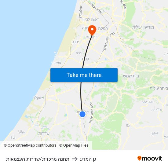 תחנה מרכזית/שדרות העצמאות to גן המדע map