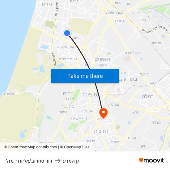 דוד סחרוב/אליעזר מזל to גן המדע map