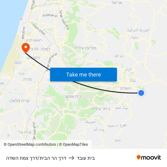 דרך הר הבית/דרך צמח השדה to בית עובד map