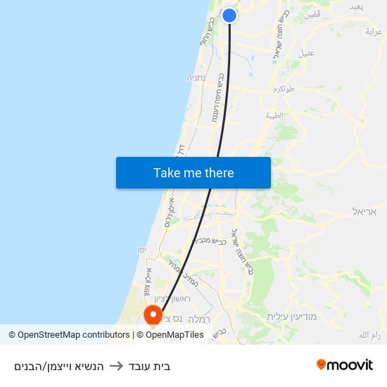 הנשיא וייצמן/הבנים to בית עובד map