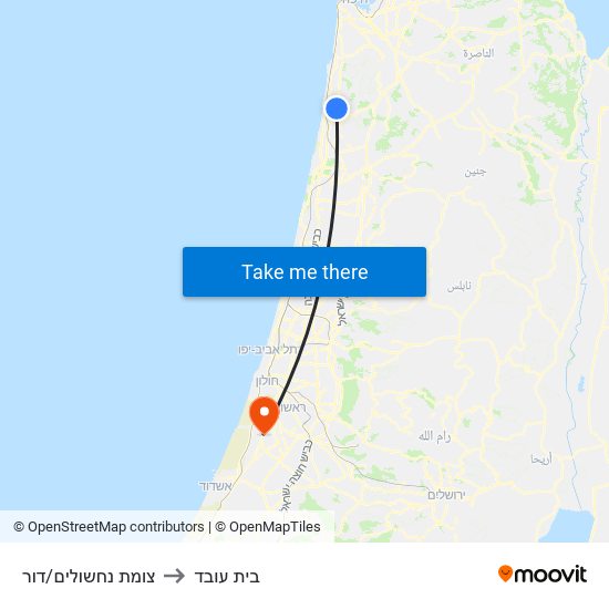 צומת נחשולים/דור to בית עובד map