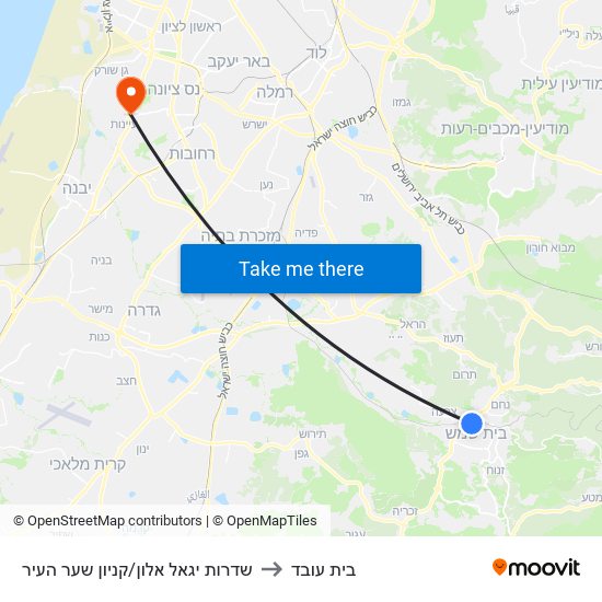שדרות יגאל אלון/קניון שער העיר to בית עובד map