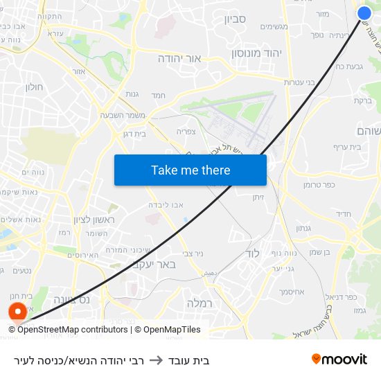 רבי יהודה הנשיא/כניסה לעיר to בית עובד map