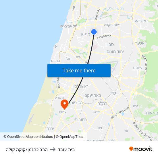 הרב כהנמן/קוקה קולה to בית עובד map