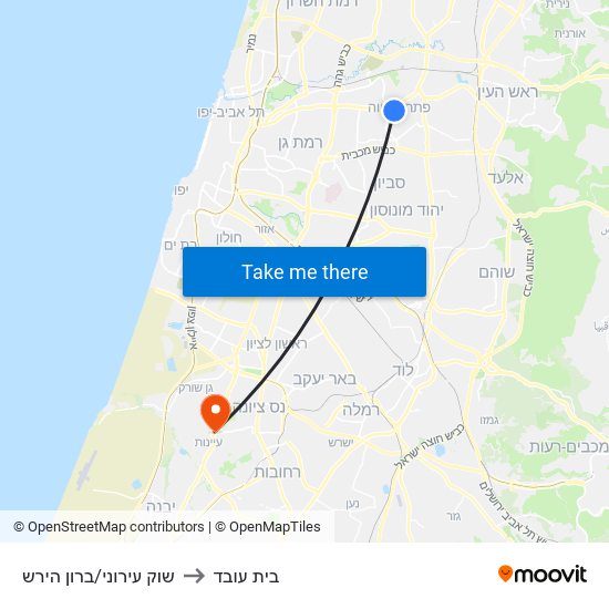 שוק עירוני/ברון הירש to בית עובד map