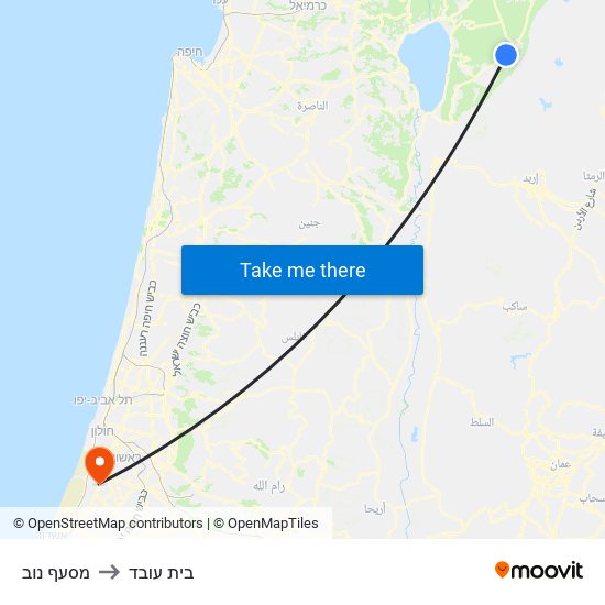 מסעף נוב to בית עובד map
