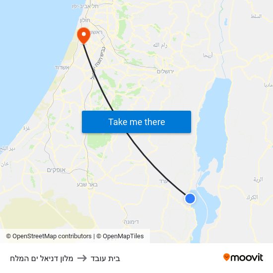 מלון דניאל ים המלח to בית עובד map