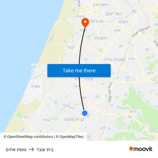 צומת אחים to בית עובד map