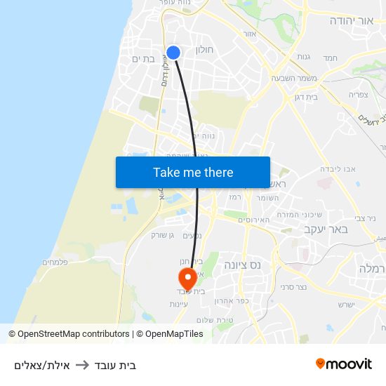 אילת/צאלים to בית עובד map