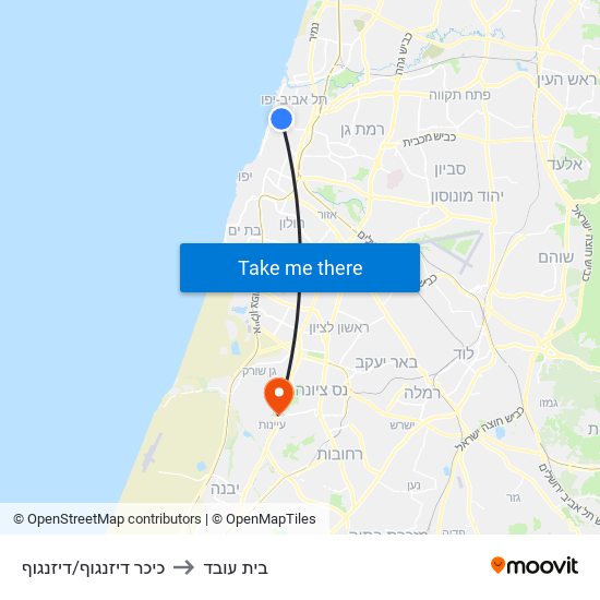 כיכר דיזנגוף/דיזנגוף to בית עובד map