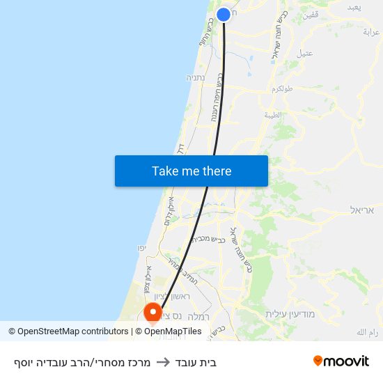 מרכז מסחרי/הרב עובדיה יוסף to בית עובד map