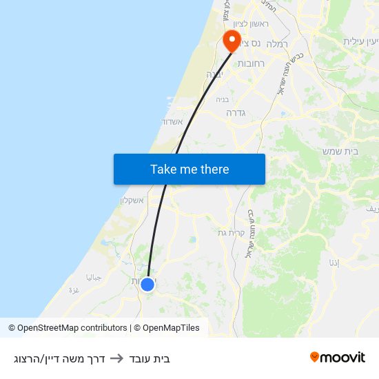 דרך משה דיין/הרצוג to בית עובד map