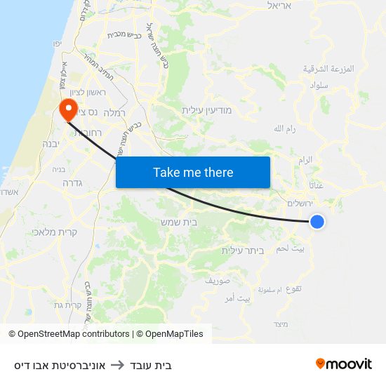 אוניברסיטת אבו דיס to בית עובד map