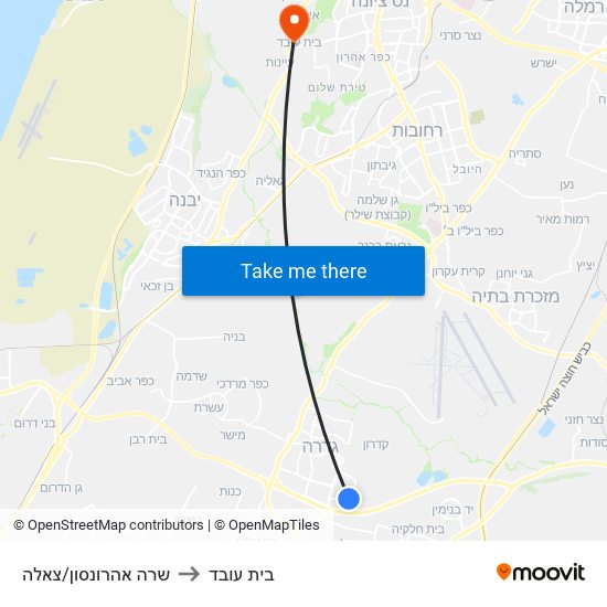 שרה אהרונסון/צאלה to בית עובד map