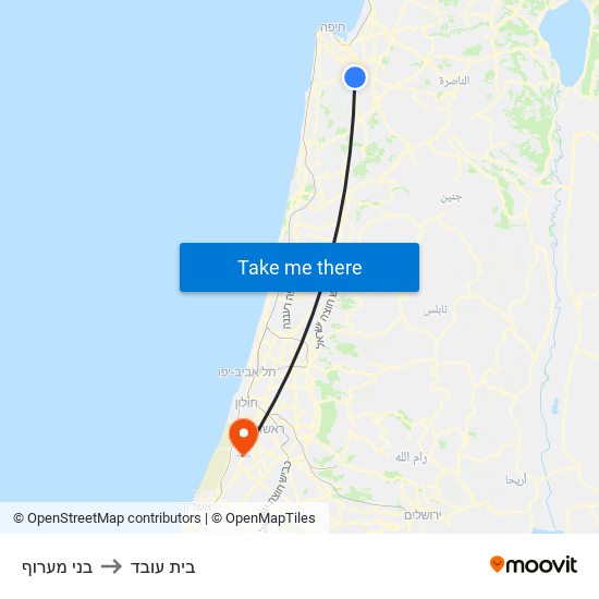 בני מערוף to בית עובד map