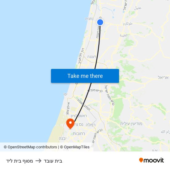 מסוף בית ליד to בית עובד map