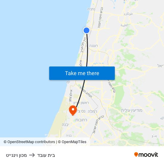 מכון וינגייט to בית עובד map