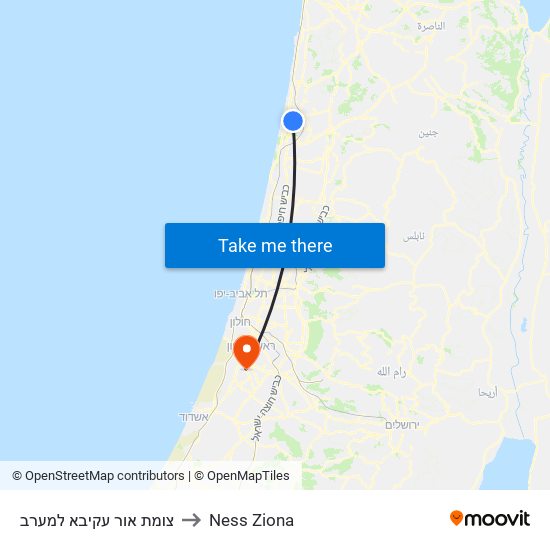 צומת אור עקיבא למערב to Ness Ziona map