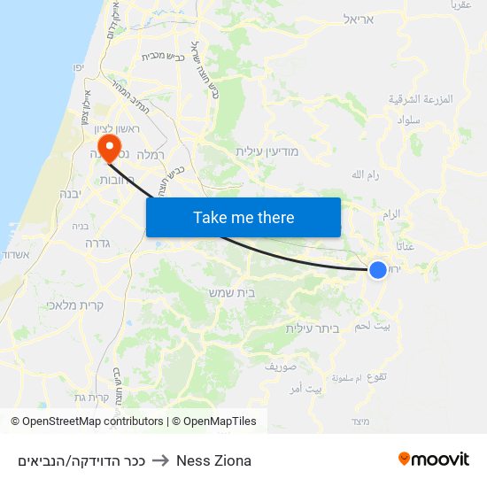 ככר הדוידקה/הנביאים to Ness Ziona map