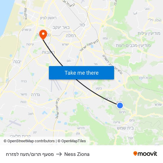 מסעף תרום/תעוז למזרח to Ness Ziona map