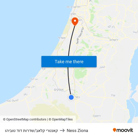 קאנטרי קלאב/שדרות דוד טוביהו to Ness Ziona map