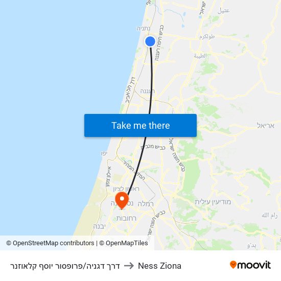 דרך דגניה/פרופסור יוסף קלאוזנר to Ness Ziona map