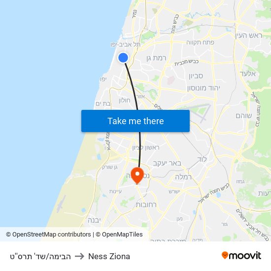 הבימה/שד' תרס''ט to Ness Ziona map