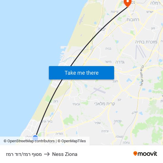 מסוף רמז/דוד רמז to Ness Ziona map