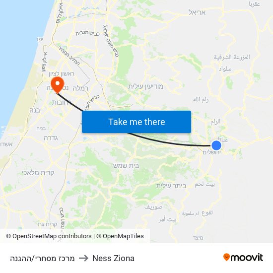 מרכז מסחרי/ההגנה to Ness Ziona map