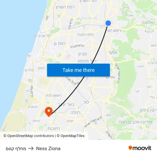מחלף קסם to Ness Ziona map
