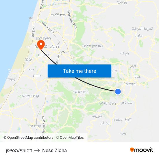 דהומיי/הסייפן to Ness Ziona map