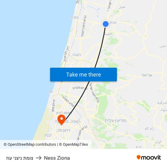 צומת ניצני עוז to Ness Ziona map