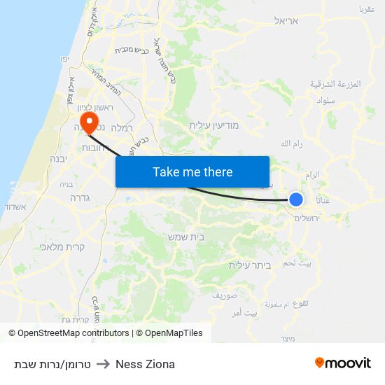 טרומן/נרות שבת to Ness Ziona map