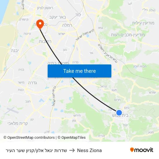 שדרות יגאל אלון/קניון שער העיר to Ness Ziona map