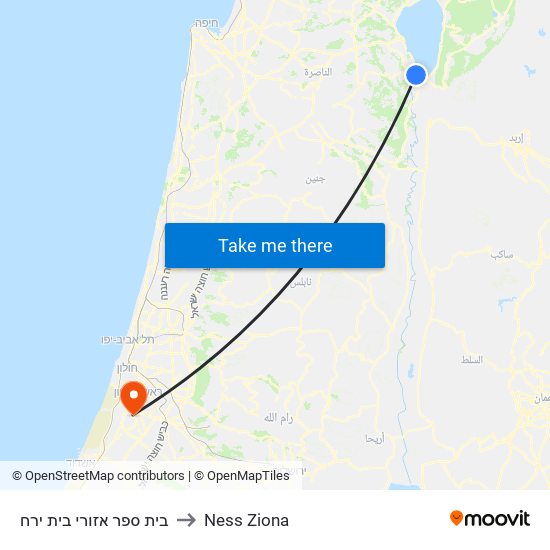 בית ספר אזורי בית ירח to Ness Ziona map