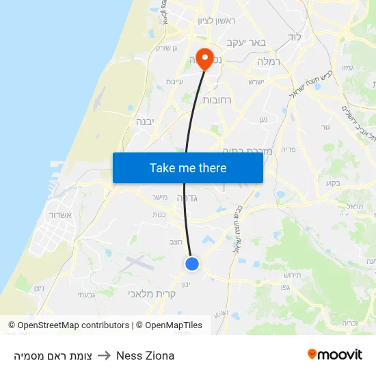 צומת ראם מסמיה to Ness Ziona map