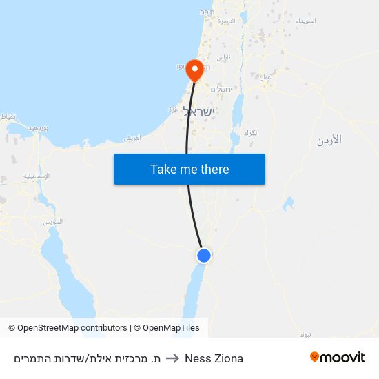 ת. מרכזית אילת/שדרות התמרים to Ness Ziona map