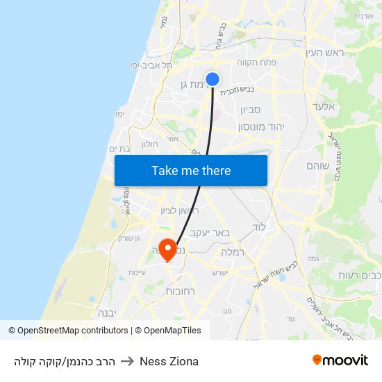 הרב כהנמן/קוקה קולה to Ness Ziona map