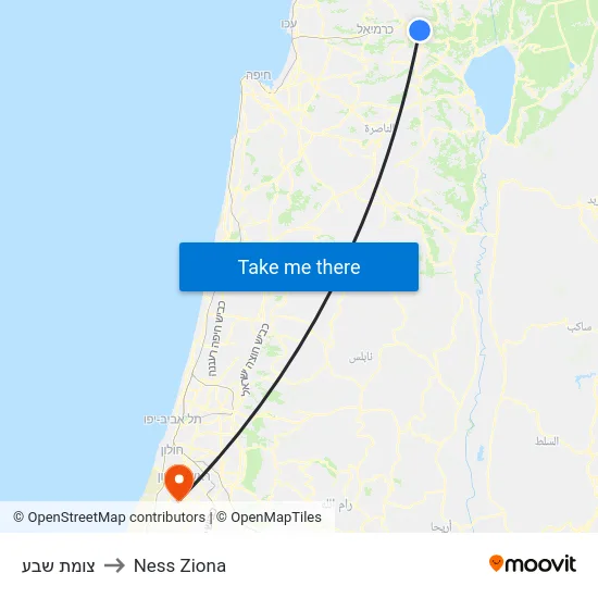 צומת שבע to Ness Ziona map