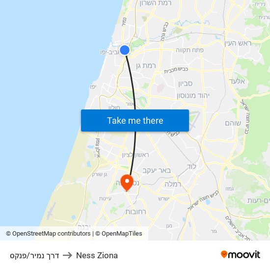 דרך נמיר/פנקס to Ness Ziona map