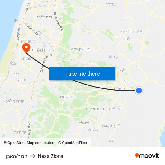 הצור/האבן to Ness Ziona map