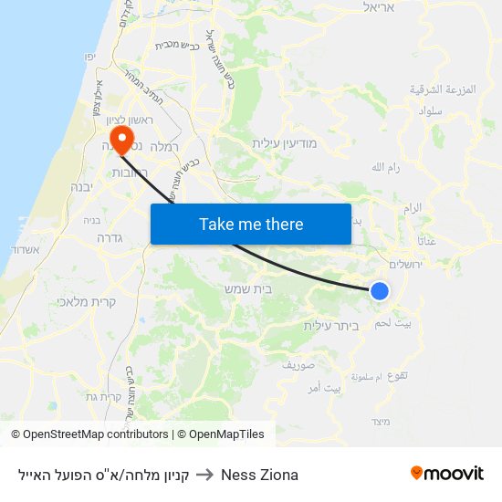 קניון מלחה/א''ס הפועל   האייל to Ness Ziona map