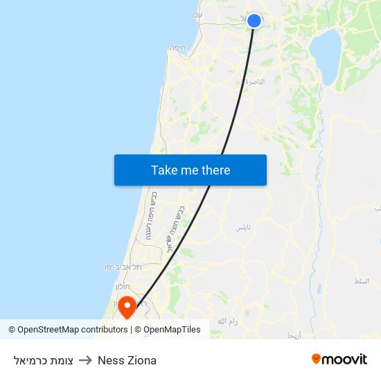 צומת כרמיאל to Ness Ziona map
