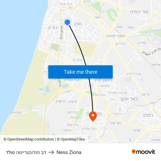 דב הוז/הנרייטה סולד to Ness Ziona map