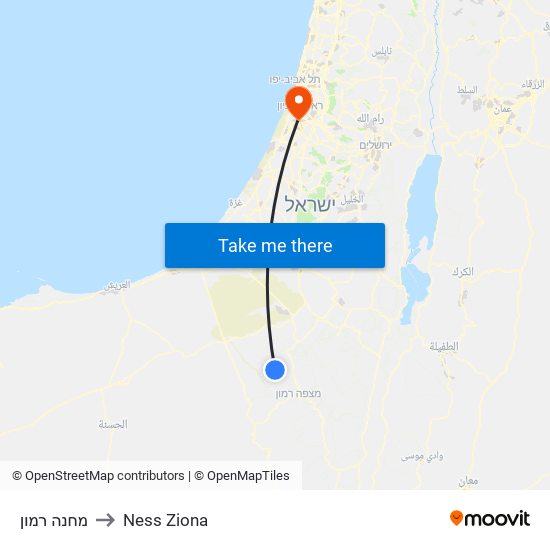 מחנה רמון to Ness Ziona map