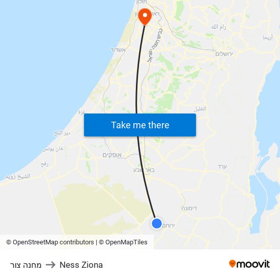 מחנה צור to Ness Ziona map