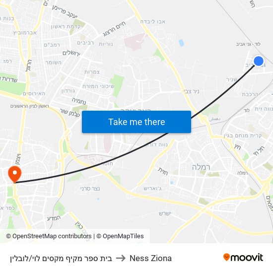 בית ספר מקיף מקסים לוי/לובלין to Ness Ziona map