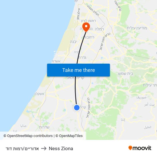 אדוריים/רמות דוד to Ness Ziona map